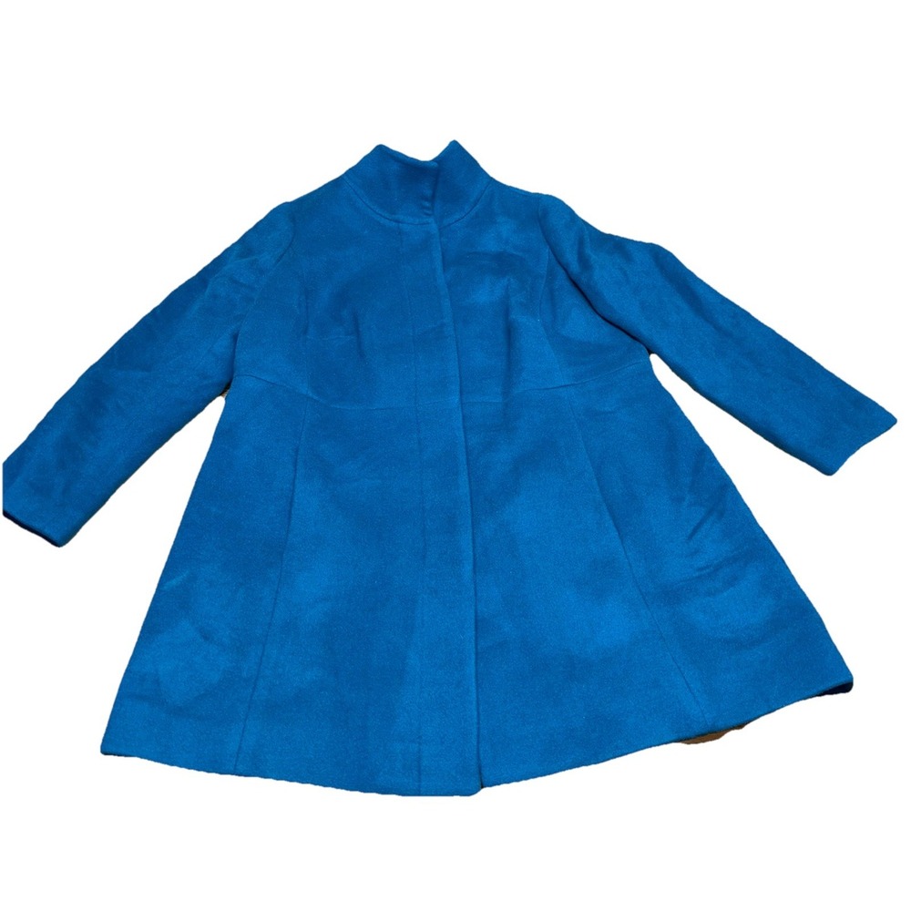 NWOT Talbots Teal Wool Blend‎ Midi Length Button Up Peacoat Women's Petite 12 - Picture 2 of 10
